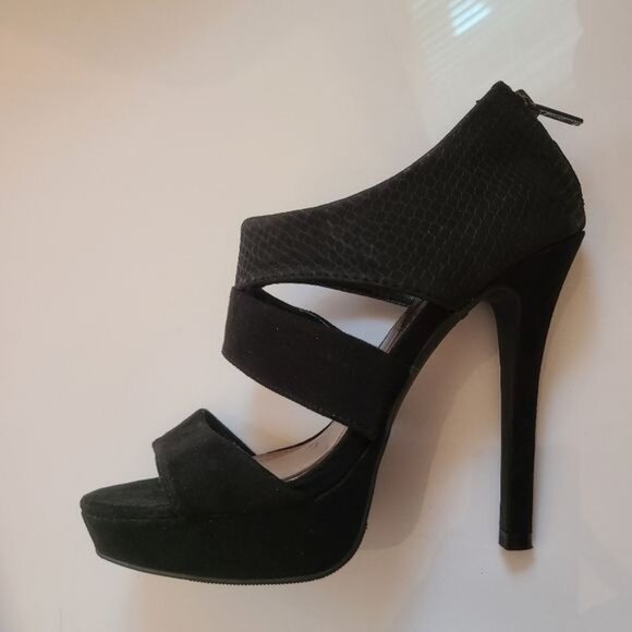 GLOjeans Black 4+ Inch Sexy 5M High Heels - Picture 2 of 11